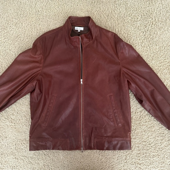 Peter Millar Rich Brown Lambskin Leather Jacket